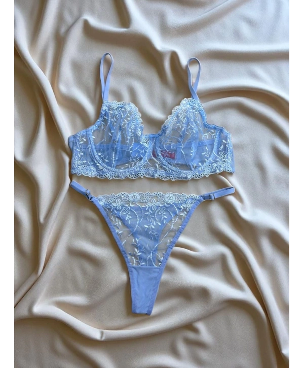Garden Bralet Takım Açık Mavi (Büyük Beden)