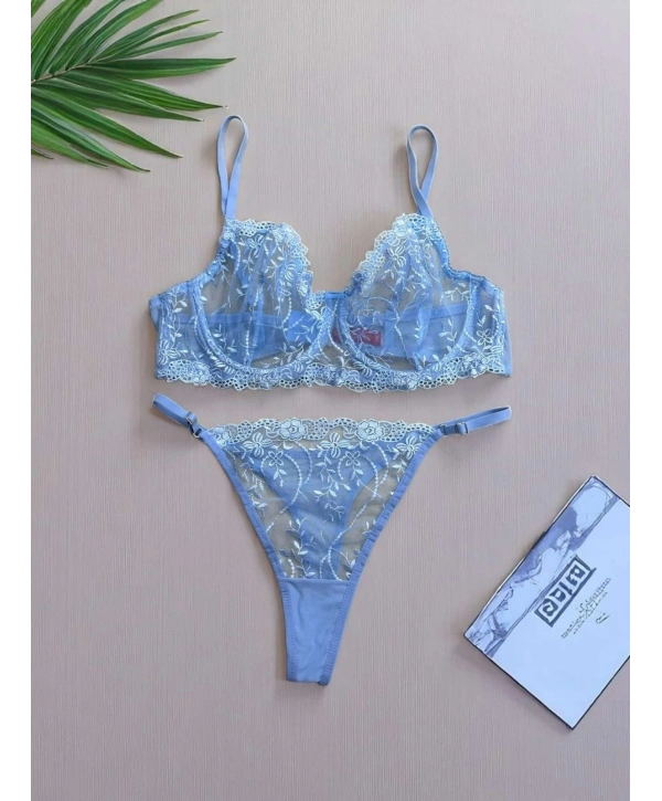 Garden Bralet Takım Açık Mavi (Büyük Beden)