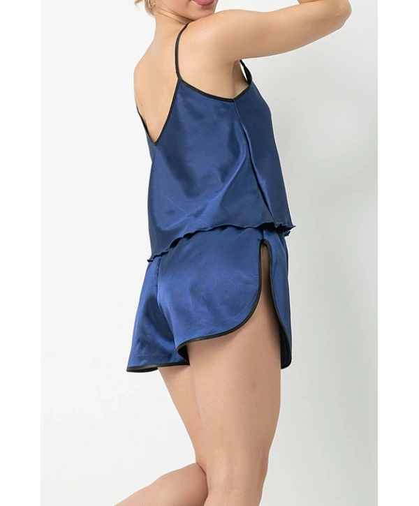 Desire Saten Şort Takım - Mavi