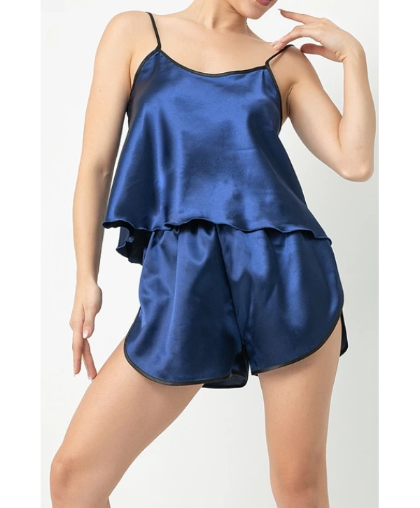 Desire Saten Şort Takım - Mavi