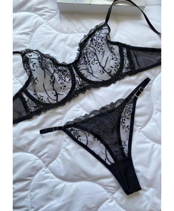 Garden Bralet Takım - Siyah (Büyük Beden)