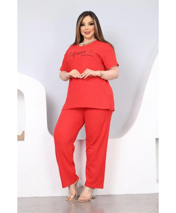 Mist Pijama Takımı - Kırmızı (Büyük Beden)