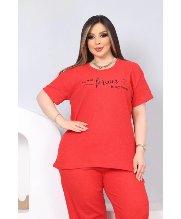 Mist Pijama Takımı - Kırmızı (Büyük Beden)