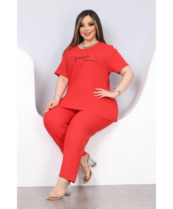 Mist Pijama Takımı - Kırmızı (Büyük Beden)