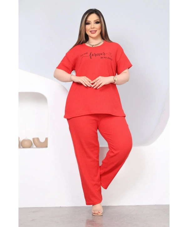 Mist Pijama Takımı - Kırmızı (Büyük Beden)