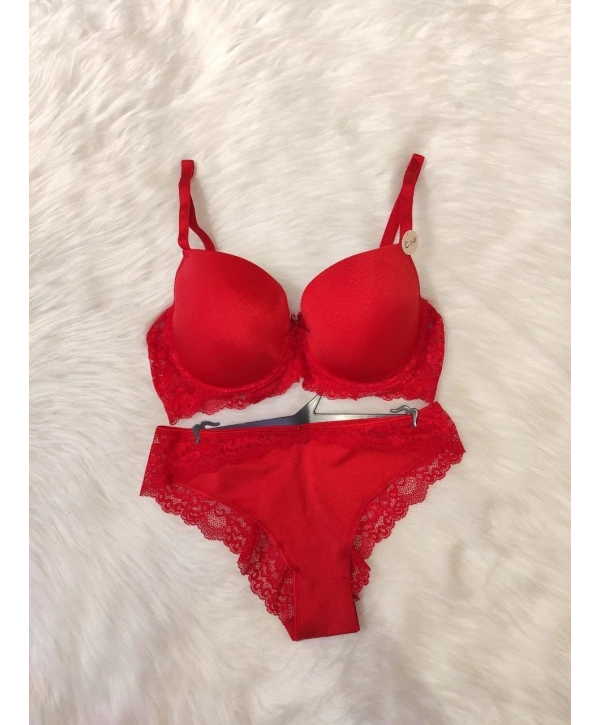 Vanilia Sütyen Takımı - Kırmızı (Büyük Beden)