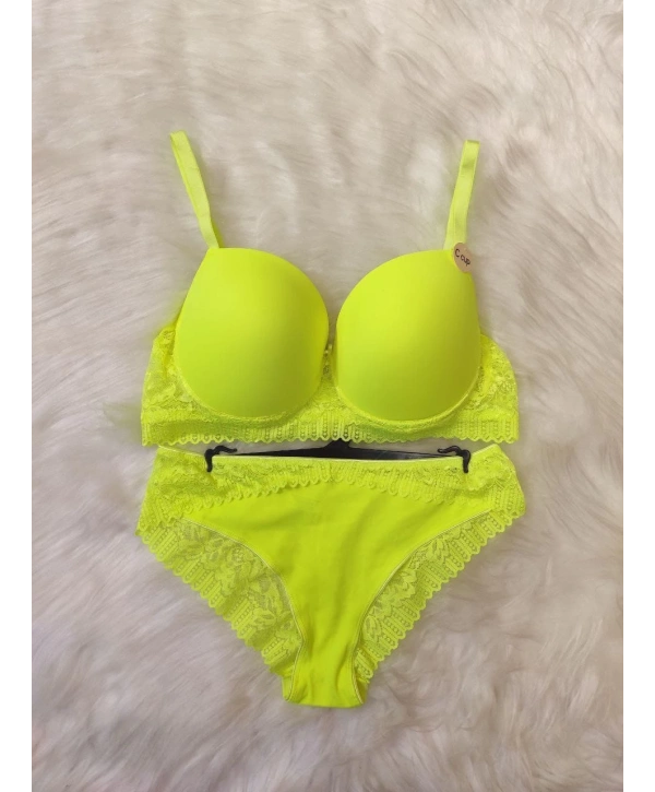 Vanilia Sütyen Takımı - Neon Sarı (Büyük Beden)