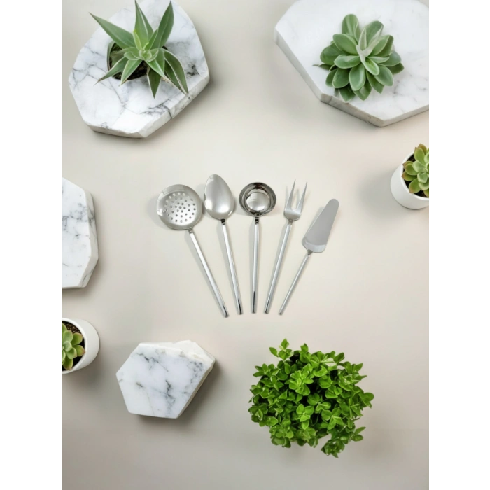 MyBru Paslanmaz Çelik 5 Parça Servis Seti 304 Paslanmaz Çelik