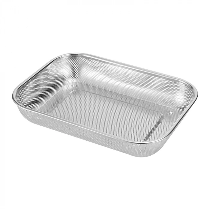 Paslanmaz Çelik Dikdörtgen Çok Amaçlı Makarna Un Meyve Sebze Süzgeci 37 Cm