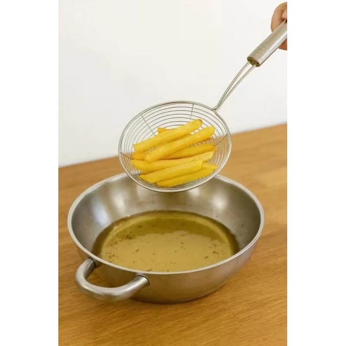 MyBru Paslanmaz Çelik Metal Saplı El Çırpıcısı ve Kevgir 2li Set (Blender)