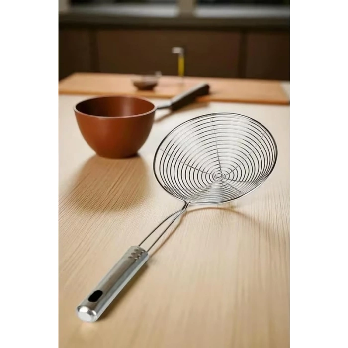 MyBru Paslanmaz Çelik Metal Saplı El Çırpıcısı ve Kevgir 2li Set (Blender)