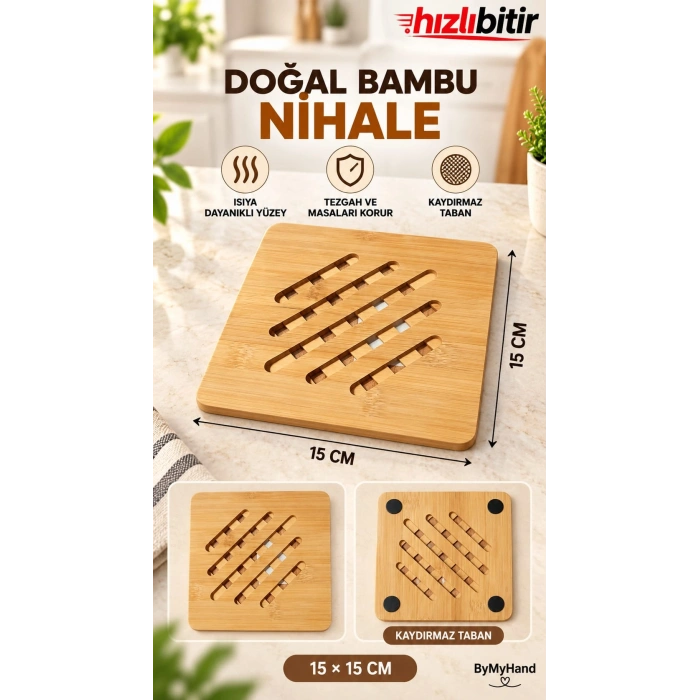 ByMyHand Doğal Ahşap Kare Nihale