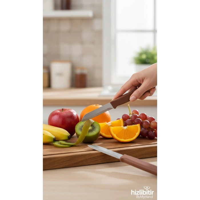 ByMyHand Kahverengi Meyve Bıçağı 6lı Set