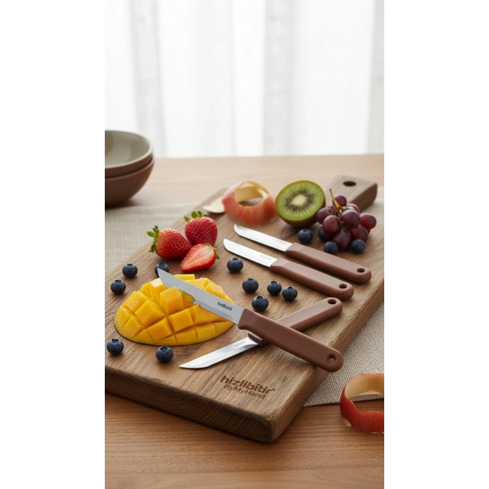 ByMyHand Kahverengi Meyve Bıçağı 6lı Set