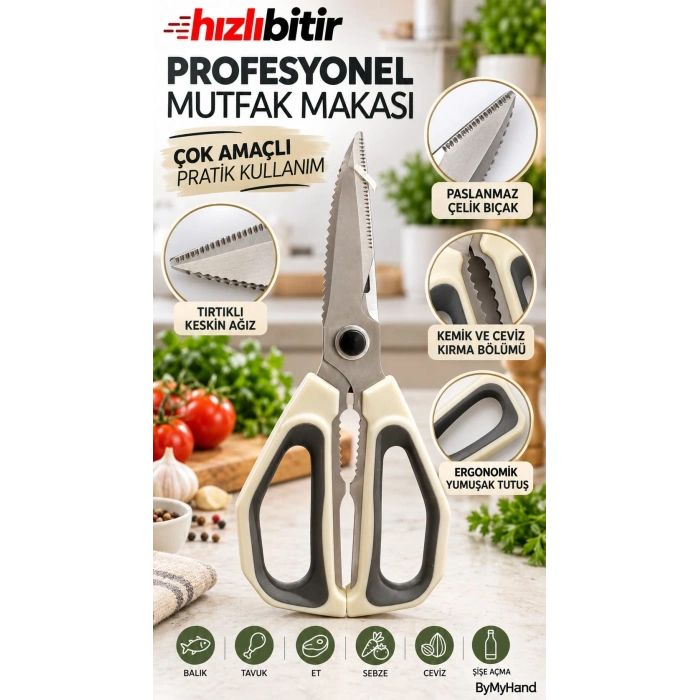 ByMyHand Paslanmaz Çelik Çok Amaçlı Mutfak Makası