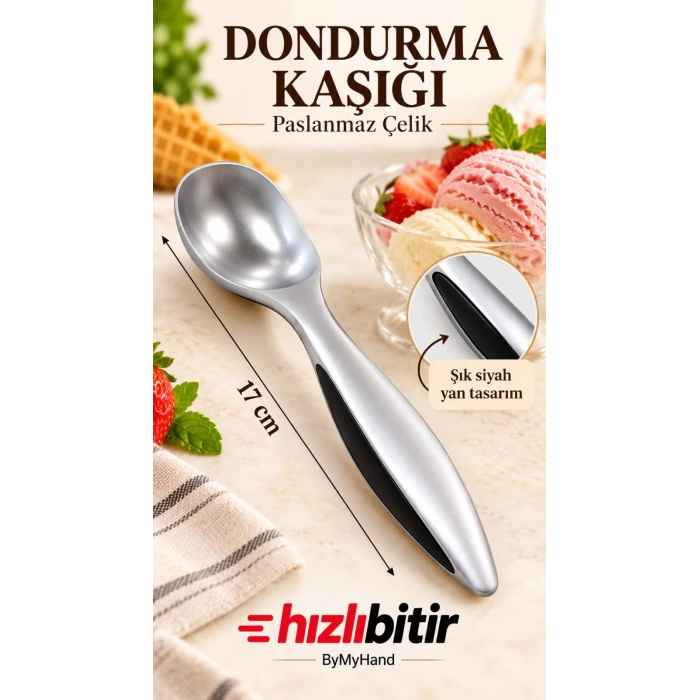 ByMyHand Paslanmaz Çelik Dondurma Kaşığı 17 Cm