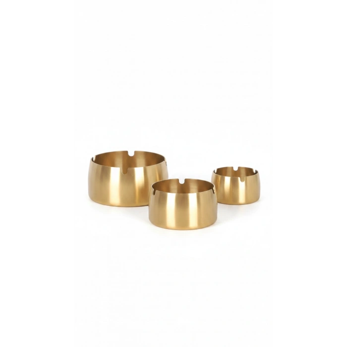 ByMyHand Paslanmaz Çelik Gold 3lü küllük Set