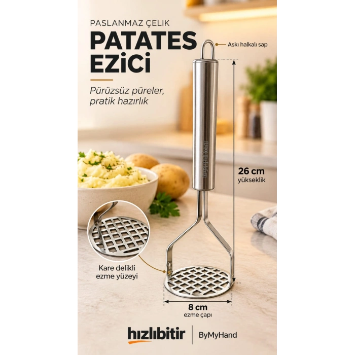 ByMyHand Metal Manuel Patates Ezici