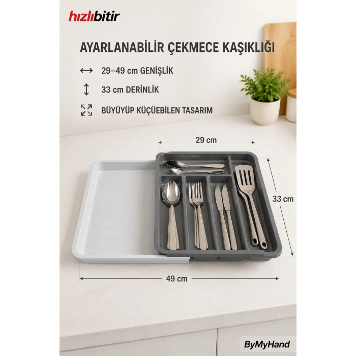 ByMyHand Plastik Ayarlı Çekmece İçi Kaşıklık