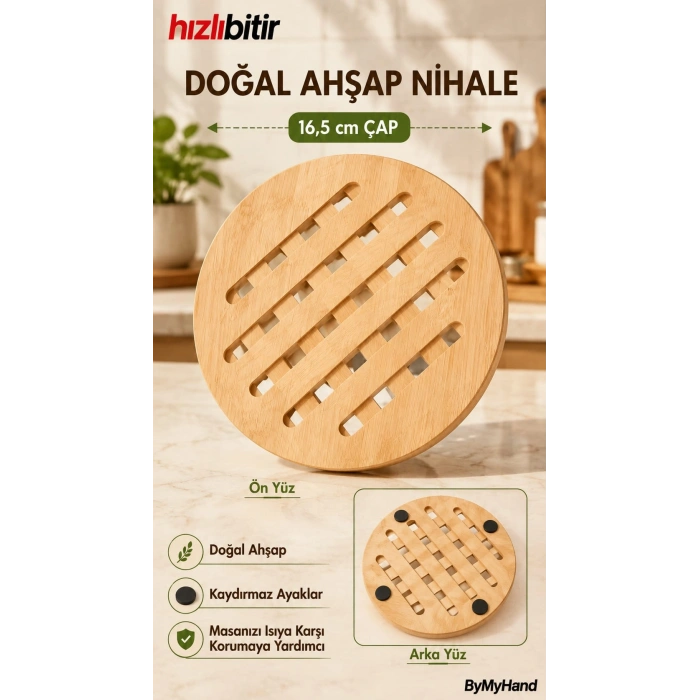 ByMyHand Yuvarlak Doğal Ahşap Nihale
