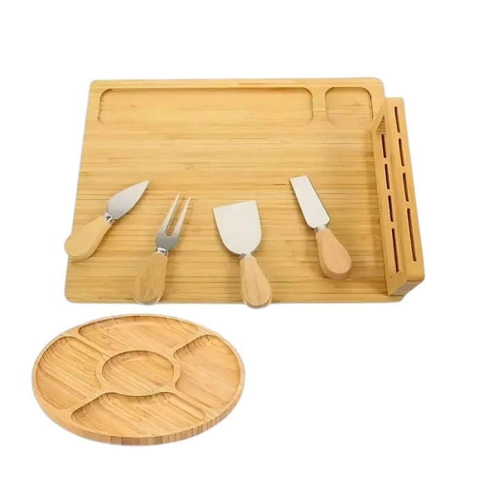 Doğal Bambu Bıçaklı Peynir Servis Sunum Seti 6 Parça