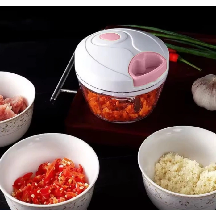 MyBru 3 Bıçaklı İpli Hazneli Pratik El Rondosu (Rende Doğrayıcı)