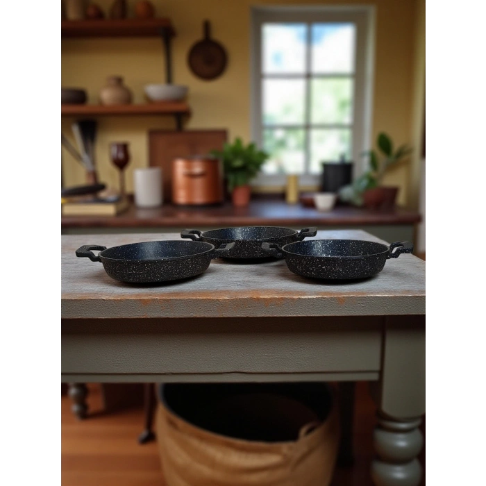 MyBru Döküm Omlet Tava 3lü Set 18-20-22 Cm