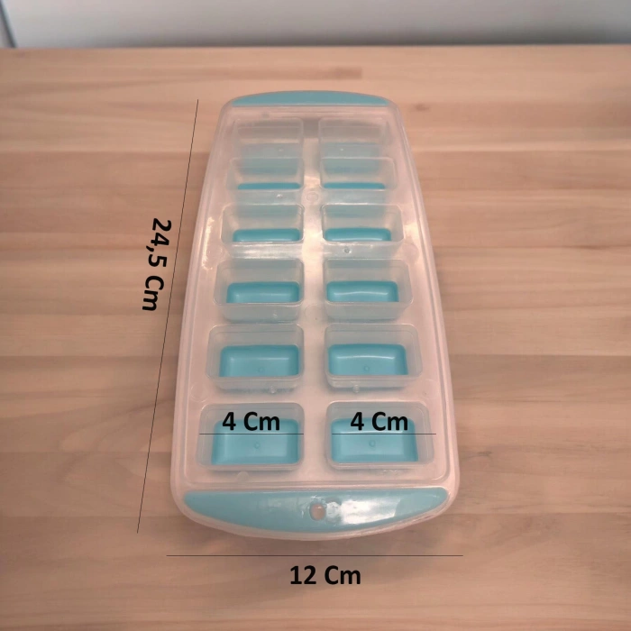 MyBru Mavi Slikon Tabanlı Dikdörtgen Model 12 Hazneli Buz Kalıbı