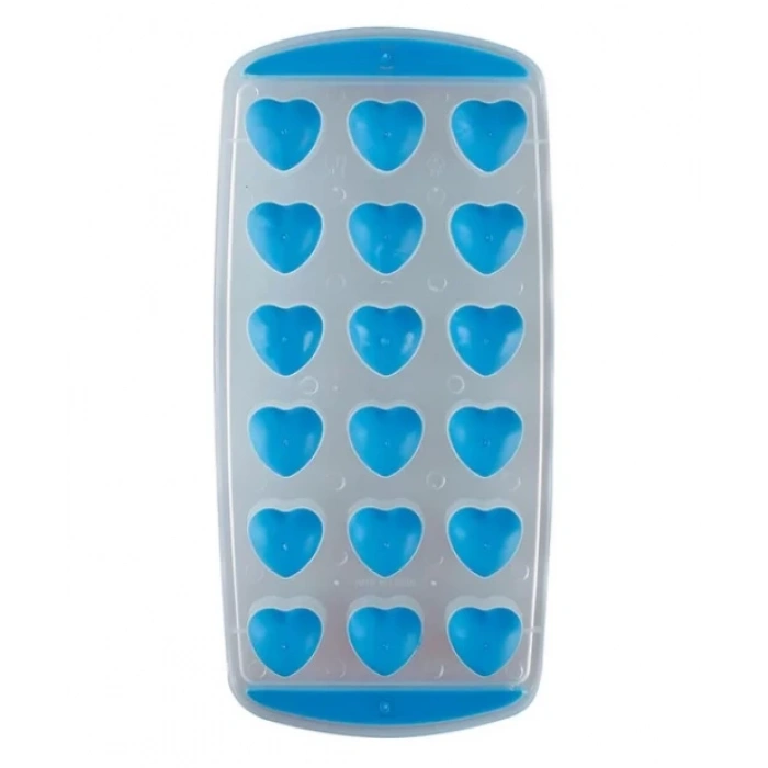 MyBru Mavi Slikon Tabanlı Kalpli 18 Hazneli Buz Kalıbı