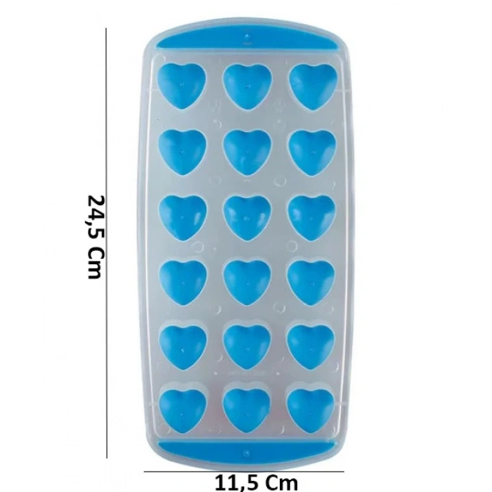 MyBru Pembe Slikon Tabanlı Kalpli 18 Hazneli Buz Kalıbı