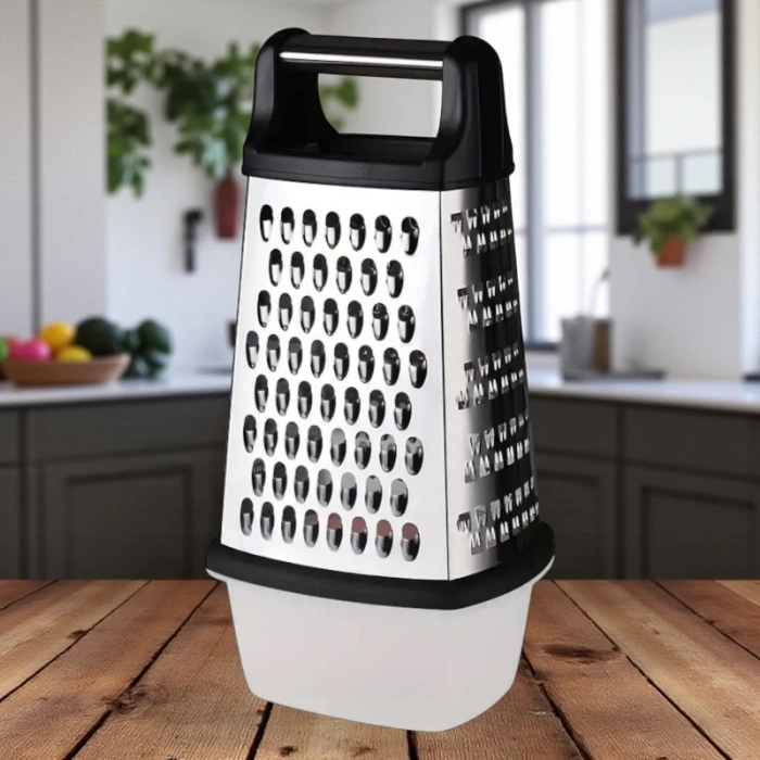 MyBru Paslanmaz Çelik 4 Taraflı Çok İşlevli Çıkarıbilir Hazneli Rende (Dilimleyici)