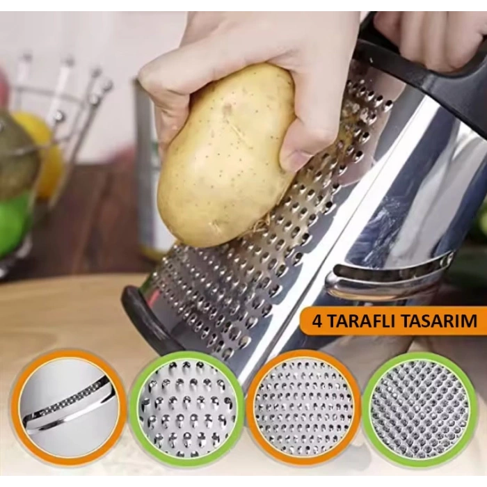 MyBru Paslanmaz Çelik 4 Taraflı Çok İşlevli Rende (Dilimleyici)