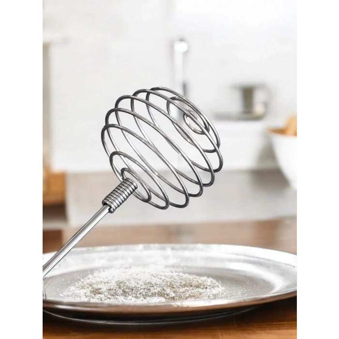 MyBru Paslanmaz Çelik Ahşap Saplı Yuvarlak Manuel Yaylı Yumurta Çırpıcı