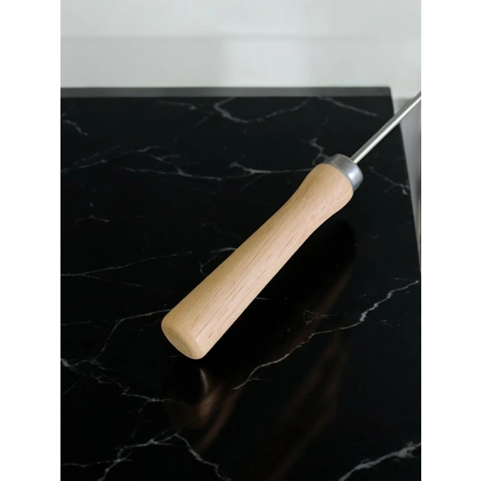 MyBru Paslanmaz Çelik Ahşap Saplı Yuvarlak Manuel Yaylı Yumurta Çırpıcı