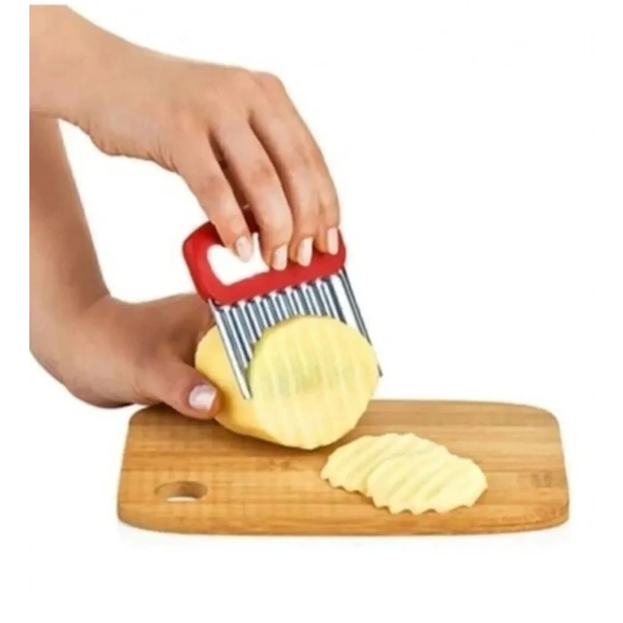 MyBru Paslanmaz Çelik Chips Chopper Patates Sebze ve Meyve Dilimleyici Şekillendirici (Karışık Renk)