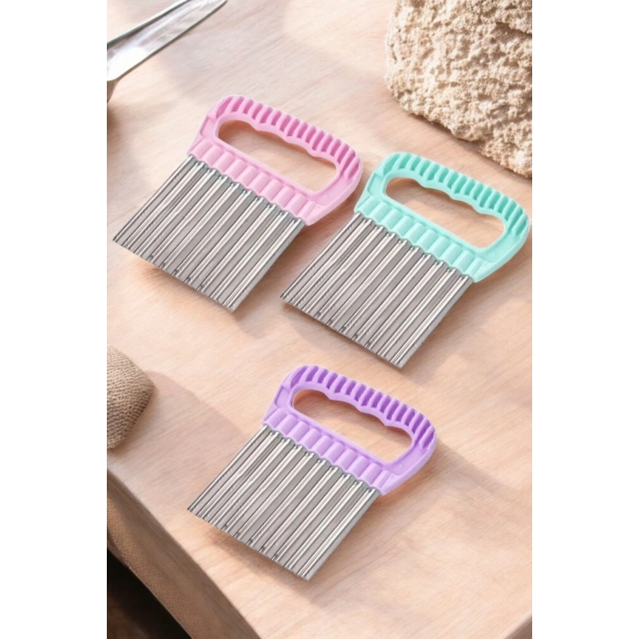 MyBru Paslanmaz Çelik Chips Chopper Patates Sebze ve Meyve Dilimleyici Şekillendirici (Karışık Renk)