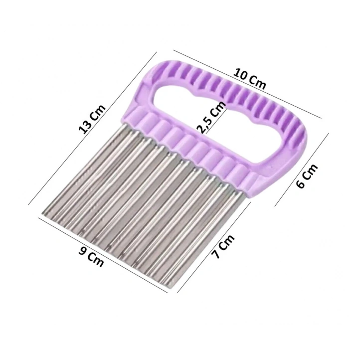 MyBru Paslanmaz Çelik Chips Chopper Patates Sebze ve Meyve Dilimleyici Şekillendirici (Karışık Renk)
