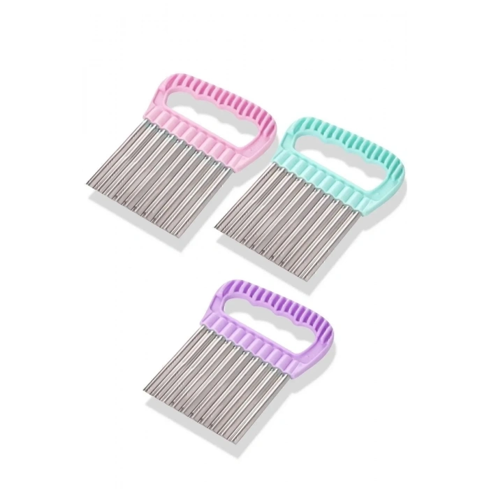 MyBru Paslanmaz Çelik Chips Chopper Patates Sebze ve Meyve Dilimleyici Şekillendirici (Karışık Renk)