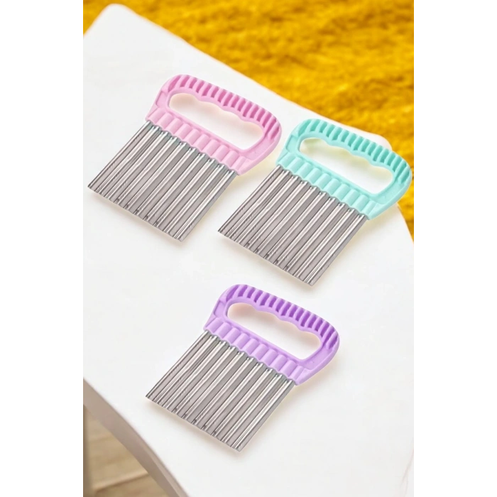 MyBru Paslanmaz Çelik Chips Chopper Patates Sebze ve Meyve Dilimleyici Şekillendirici (Karışık Renk)