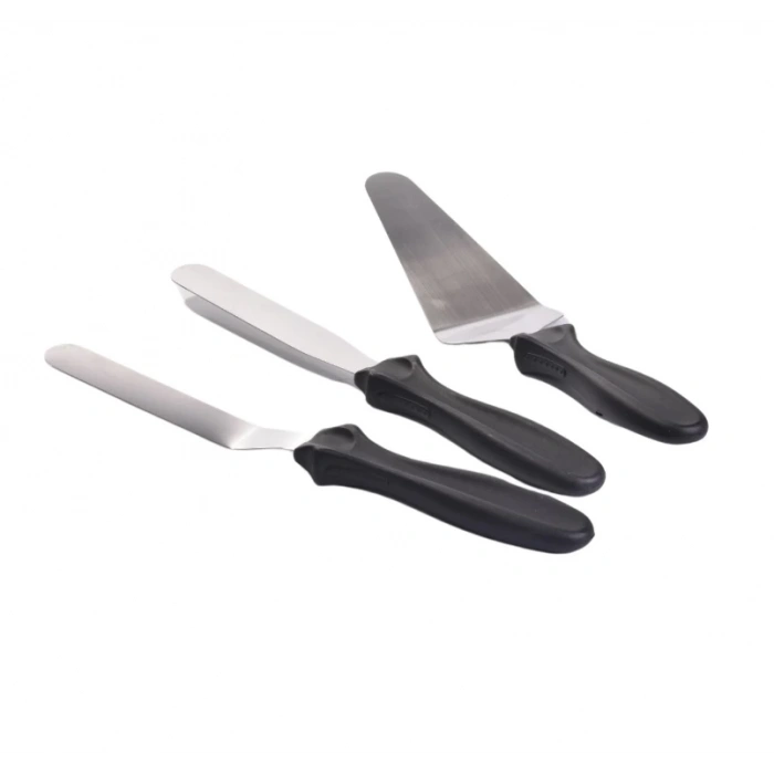 MyBru Paslanmaz Çelik Kaymaz Saplı 3lü Spatula Seti