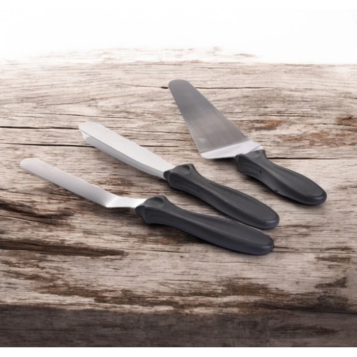 MyBru Paslanmaz Çelik Kaymaz Saplı 3lü Spatula Seti