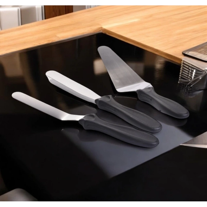 MyBru Paslanmaz Çelik Kaymaz Saplı 3lü Spatula Seti