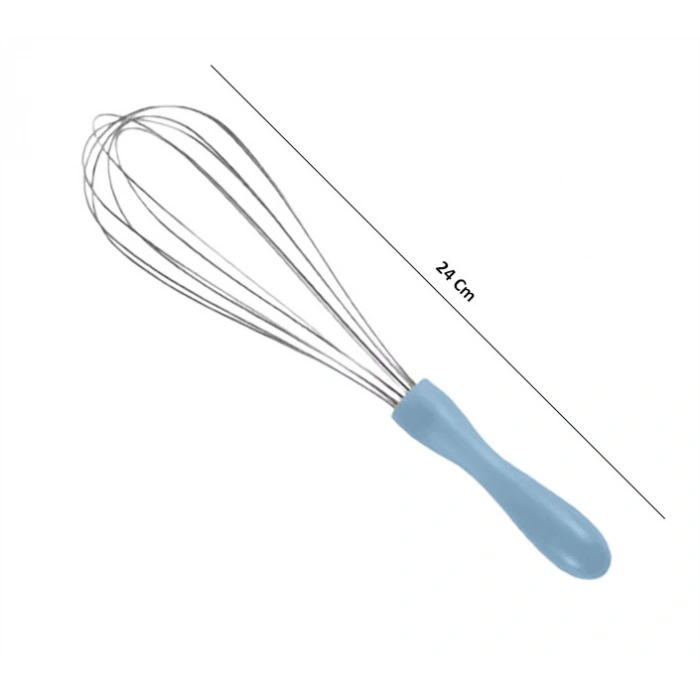 MyBru Paslanmaz Çelik Mavi Plastik Saplı El Çırpıcısı (Blender) Orta Boy