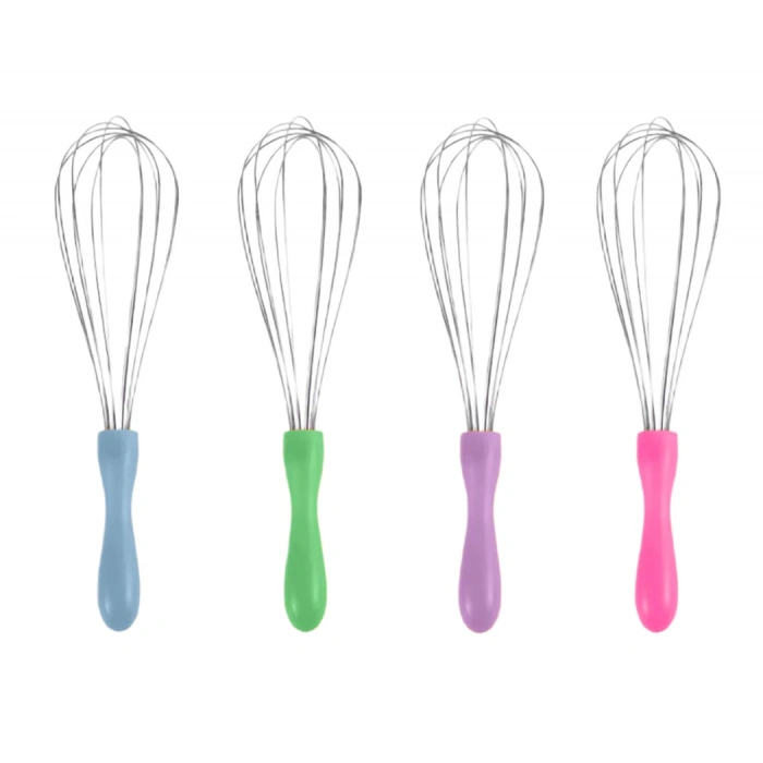 MyBru Paslanmaz Çelik Pembe Plastik Saplı El Çırpıcısı (Blender) Orta Boy