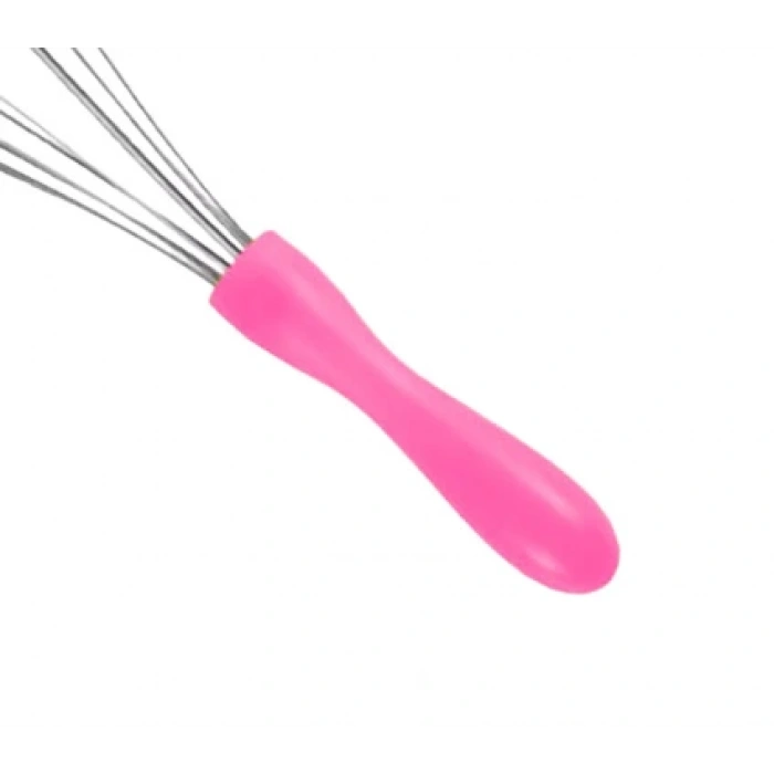 MyBru Paslanmaz Çelik Pembe Plastik Saplı El Çırpıcısı (Blender) Orta Boy