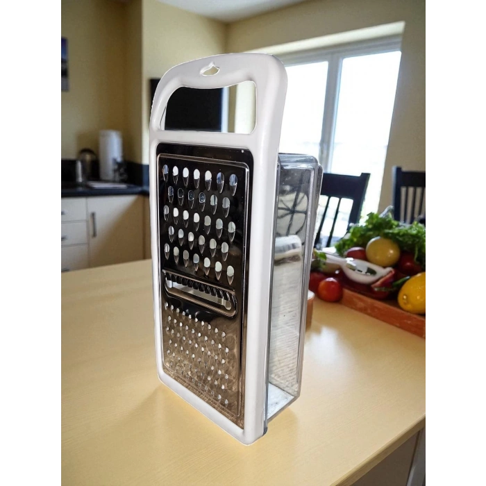 MyBru Paslanmaz Çelik Plastik Hazneli Beyaz Pratik El Rendesi (Dilimleyici)