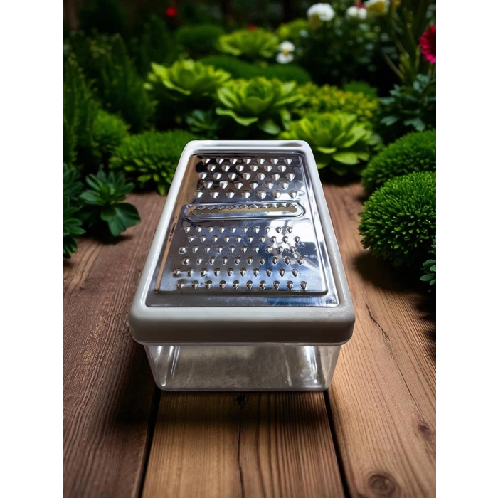 MyBru Paslanmaz Çelik Plastik Hazneli Beyaz Pratik El Rendesi (Dilimleyici)