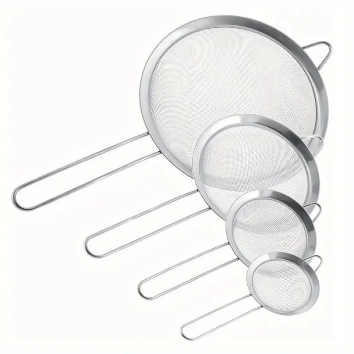 MyBru Paslanmaz Çelik Pratik 4lü Çay Süzgeci Sebze Un Süzgeç 10 12 14 16 Cm