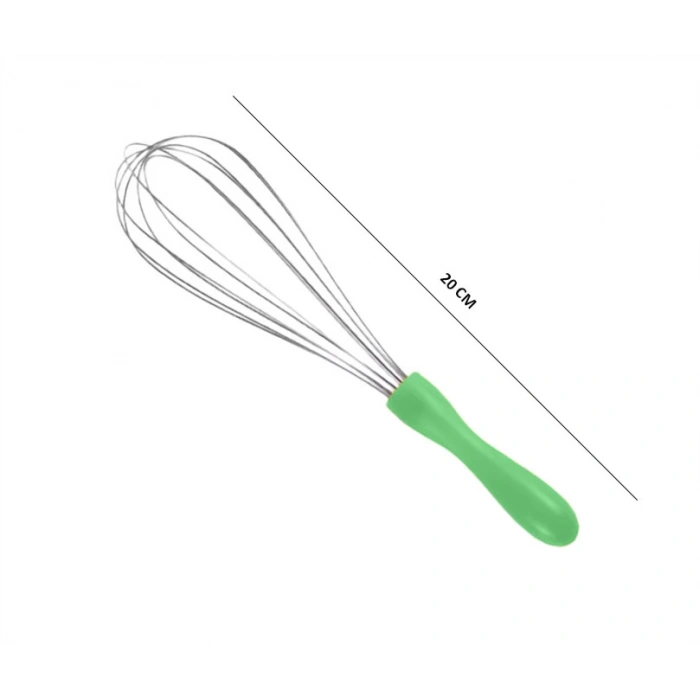 MyBru Paslanmaz Çelik Yeşil Plastik Saplı El Çırpıcısı (Blender) Küçük Boy