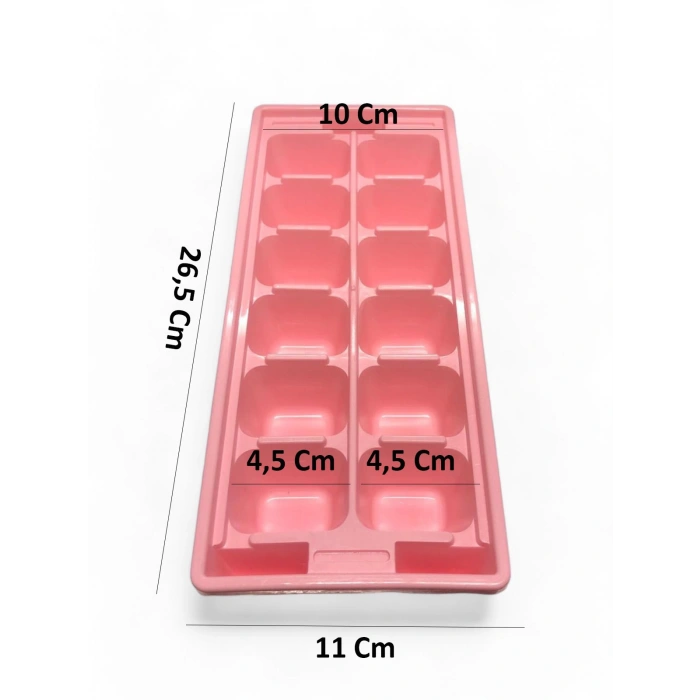 MyBru Pembe Sert Plastik 12 Hazneli Kare Buz Kalıbı